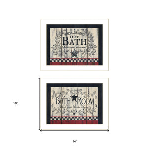 Homeroots Set Of Two Hot Bath 10 White Framed Print Bathroom Wall Art  Wood Paper And Texture 405913
