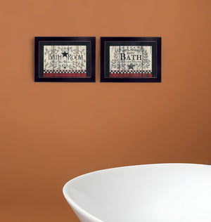 Homeroots Set Of Two Hot Bath Black Framed Print Wall Art - Stylish Bathroom Decor For A Chic Atmosphere  Wood Paper And Texture 405916