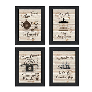 HomeRoots Set of Four Friendship Black Framed Prints - Vibrant Kitchen Wall Art for Stylish Decor Update 405927