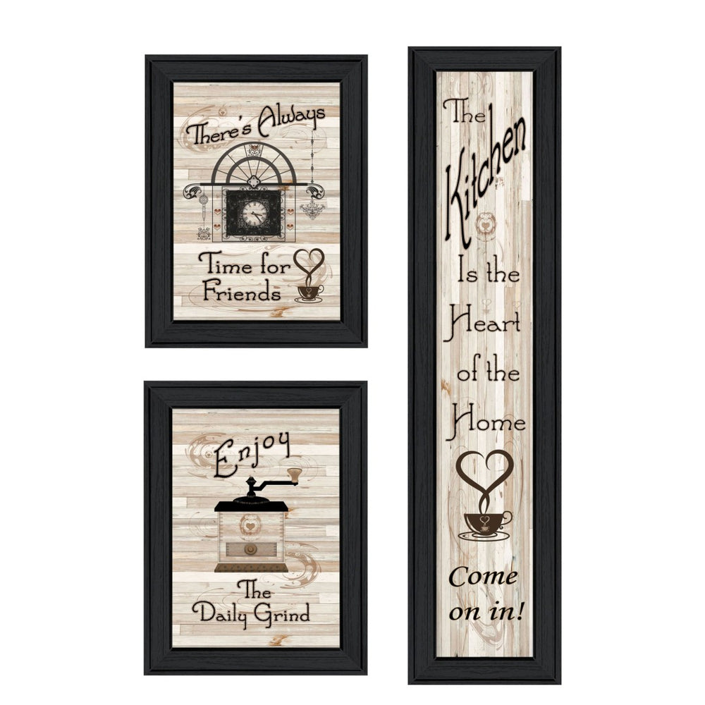 HomeRoots Set Of Three Kitchen Wall Art Prints | Stylish Black Framed Decor for Modern Dining Spaces 405931