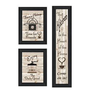 HomeRoots Set Of Three Kitchen Wall Art Prints | Stylish Black Framed Decor for Modern Dining Spaces 405931