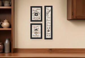 HomeRoots Set Of Three Kitchen Wall Art Prints | Stylish Black Framed Decor for Modern Dining Spaces 405931
