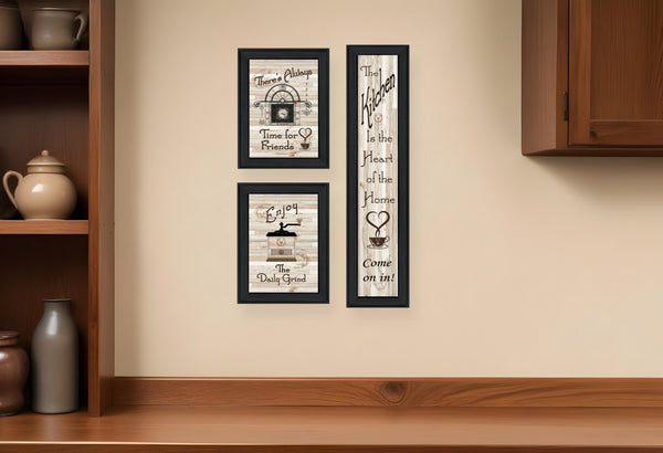 HomeRoots Set Of Three Kitchen Wall Art Prints | Stylish Black Framed Decor for Modern Dining Spaces 405931