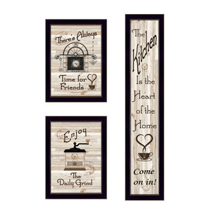 HomeRoots Set of Three Stylish Kitchen Wall Art Prints – Vibrant Framed Decor for Modern Dining Spaces Black 405932