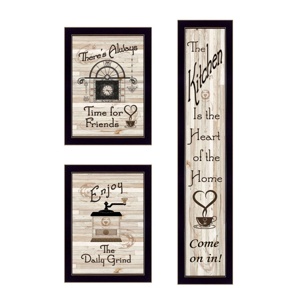 HomeRoots Set of Three Stylish Kitchen Wall Art Prints – Vibrant Framed Decor for Modern Dining Spaces Black 405932