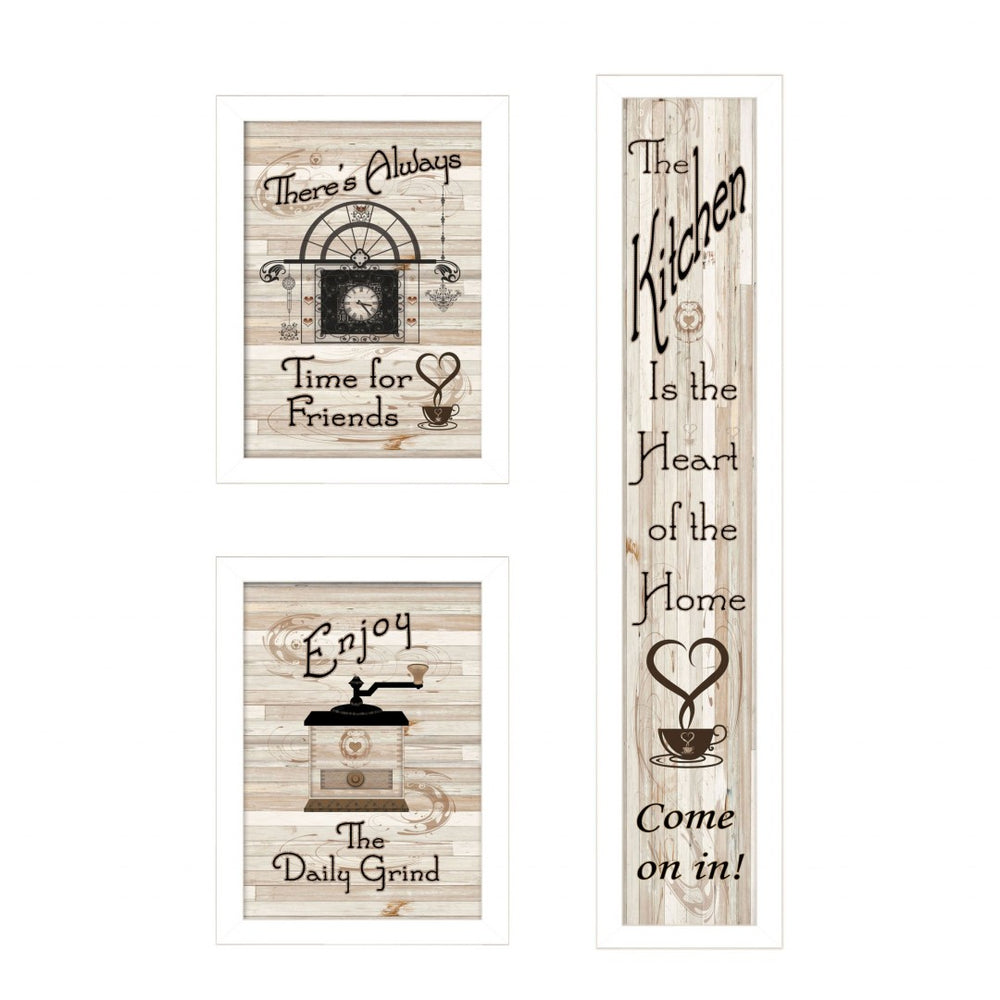 HomeRoots Set of Three Stylish Kitchen Wall Art Prints – Vibrant Framed Decor for Modern Dining Spaces White 405933