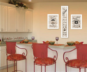 HomeRoots Set of Three Stylish Kitchen Wall Art Prints – Vibrant Framed Decor for Modern Dining Spaces White 405933