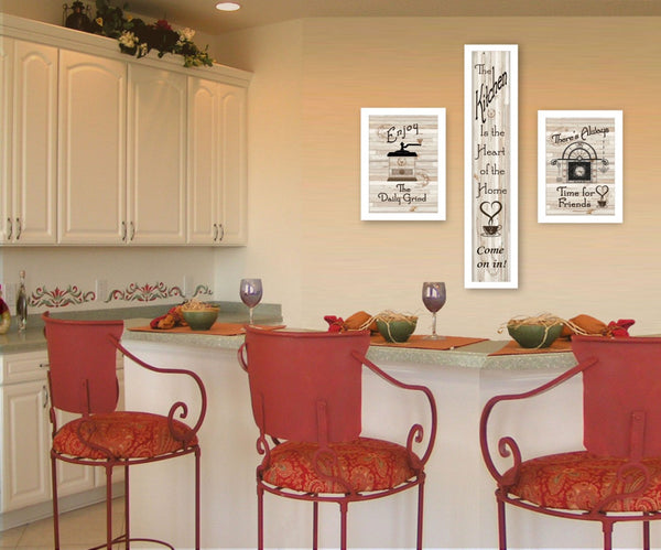 HomeRoots Set of Three Stylish Kitchen Wall Art Prints – Vibrant Framed Decor for Modern Dining Spaces White 405933