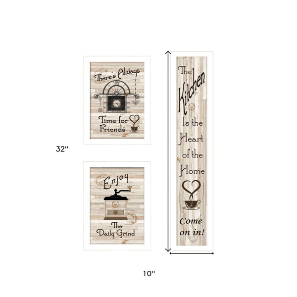 HomeRoots Set of Three Stylish Kitchen Wall Art Prints – Vibrant Framed Decor for Modern Dining Spaces White 405933