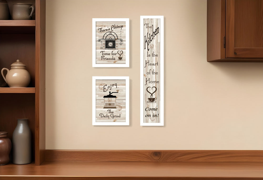 HomeRoots Set of Three Stylish Kitchen Wall Art Prints – Vibrant Framed Decor for Modern Dining Spaces White 405933