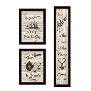 HomeRoots Set of Three The Kitchen Collection II Framed Prints for Stylish Kitchen Wall Décor Upgrade Black 405936