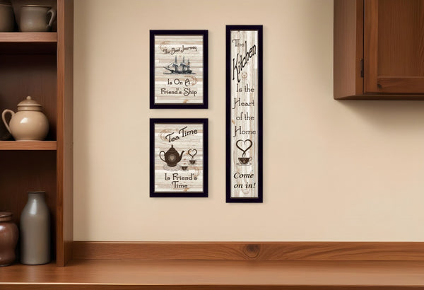 HomeRoots Set of Three The Kitchen Collection II Framed Prints for Stylish Kitchen Wall Décor Upgrade Black 405936