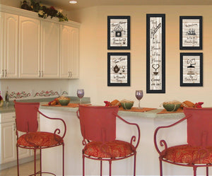 HomeRoots Set of Five Kitchen Friendship Framed Prints - Modern Art for a Warm and Stylish Dining Space Charcoal 405939