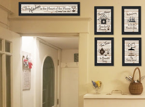 HomeRoots Set of Five Kitchen Friendship Collection II Framed Prints for a Chic Gallery Wall Decor Charcoal 405943