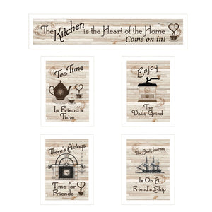 HomeRoots Set of Five Kitchen Friendship Collection II Framed Prints - Stylish Art for Your Culinary Space 405945