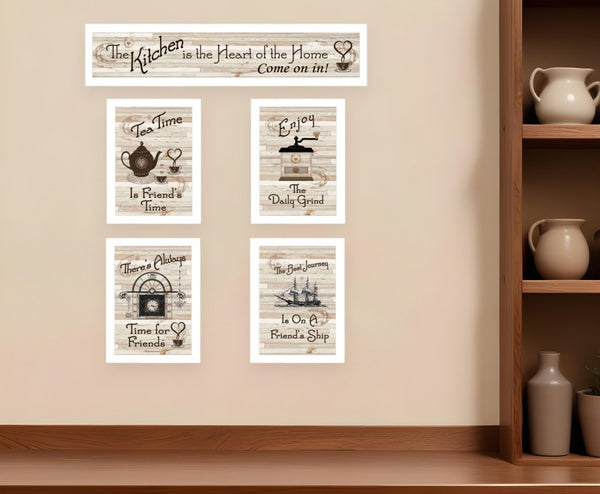 HomeRoots Set of Five Kitchen Friendship Collection II Framed Prints - Stylish Art for Your Culinary Space 405945