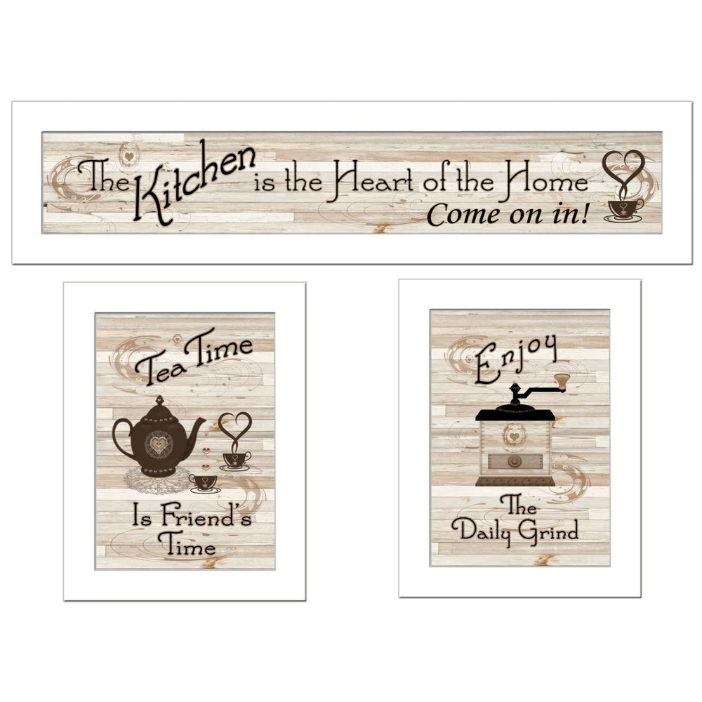 HomeRoots Set of Three Colorful Kitchen Wall Art Prints in White Frames for a Modern, Stylish Décor Update 405947