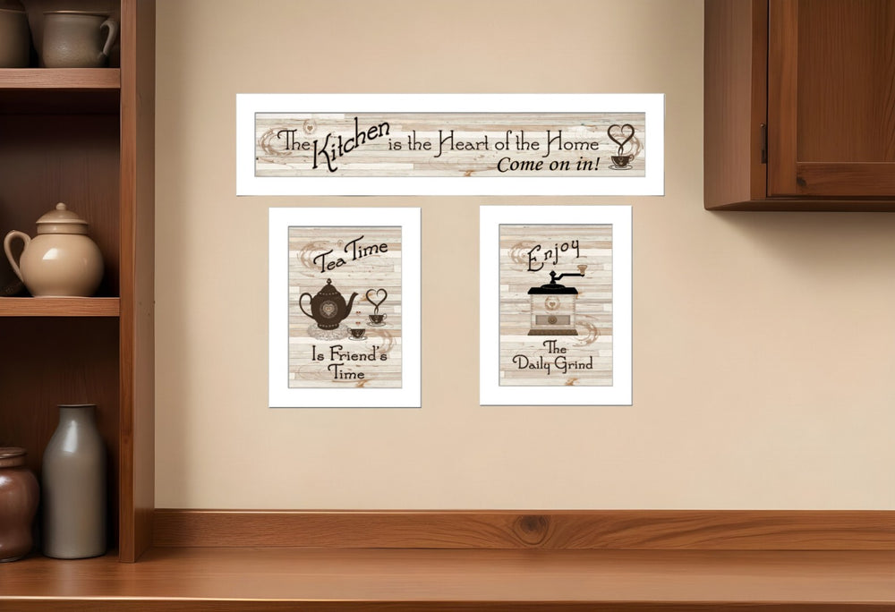 HomeRoots Set of Three Colorful Kitchen Wall Art Prints in White Frames for a Modern, Stylish Décor Update 405947