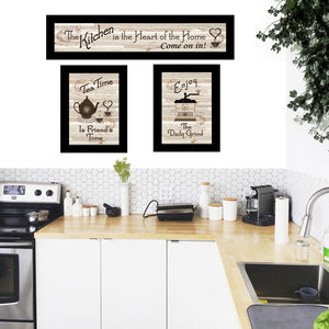 HomeRoots Set of Three Kitchen Friendship Collection III Framed Prints - Vibrant Wall Art for Modern Spaces Black 405948