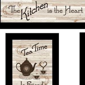 HomeRoots Set of Three Kitchen Friendship Collection III Framed Prints - Vibrant Wall Art for Modern Spaces Black 405948