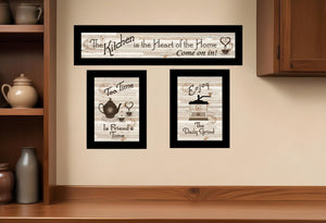 HomeRoots Set of Three Kitchen Friendship Collection III Framed Prints - Vibrant Wall Art for Modern Spaces Black 405948