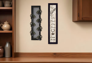 Homeroots Set Of Two Come On In With Seven Peg Mug Rack 2 Black Framed Print Kitchen Wall Art Black Wood Paper And Texture 405952