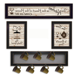 HomeRoots Set of 4 Stylish Rectangular Art Prints - Bold Block-Print Design for Modern Home Décor Upgrade 405955