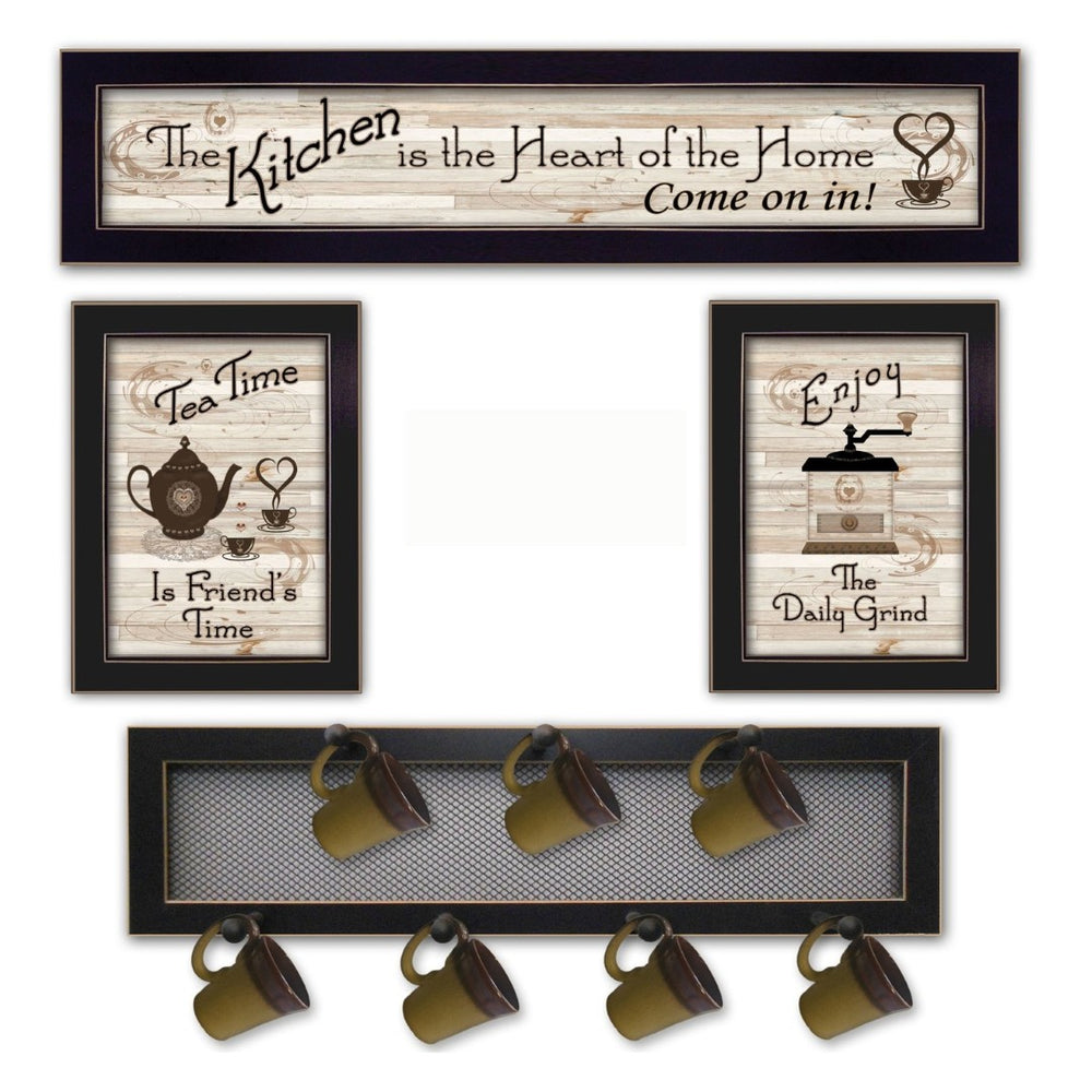 HomeRoots Set of 4 Stylish Rectangular Art Prints - Bold Block-Print Design for Modern Home Décor Upgrade 405955