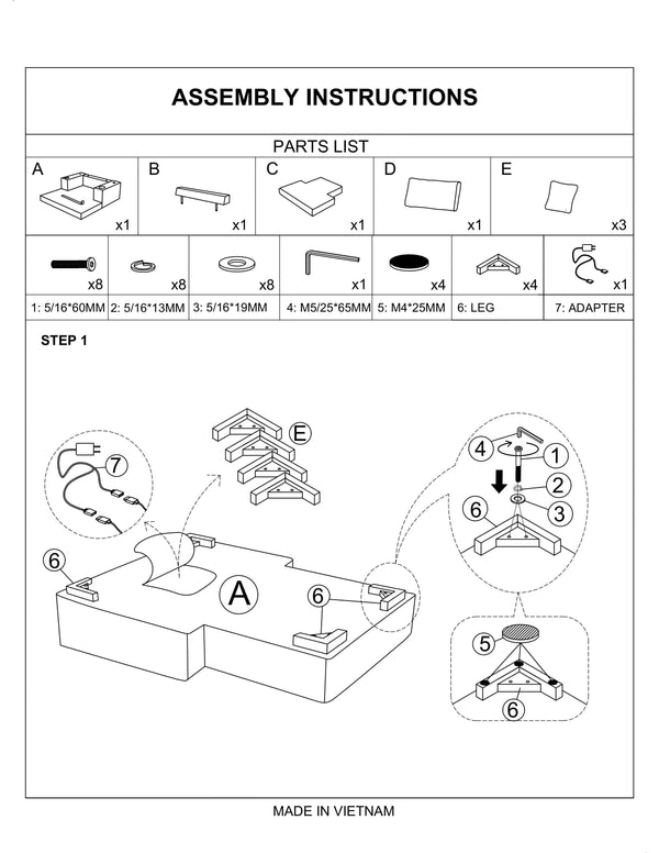 English Elm Modern Fur-Like Jumbo Corduroy Chaise Lounge with Cup Holders USB Port Plush Pillows Wooden Legs Gray 68 L x 59 W x 21 H B011P396716