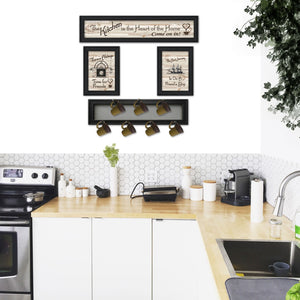 HomeRoots Set of 4 Rectangle Paper Prints - Coastal-Inspired Wall Art for Kitchens & Casual Living Spaces 405960