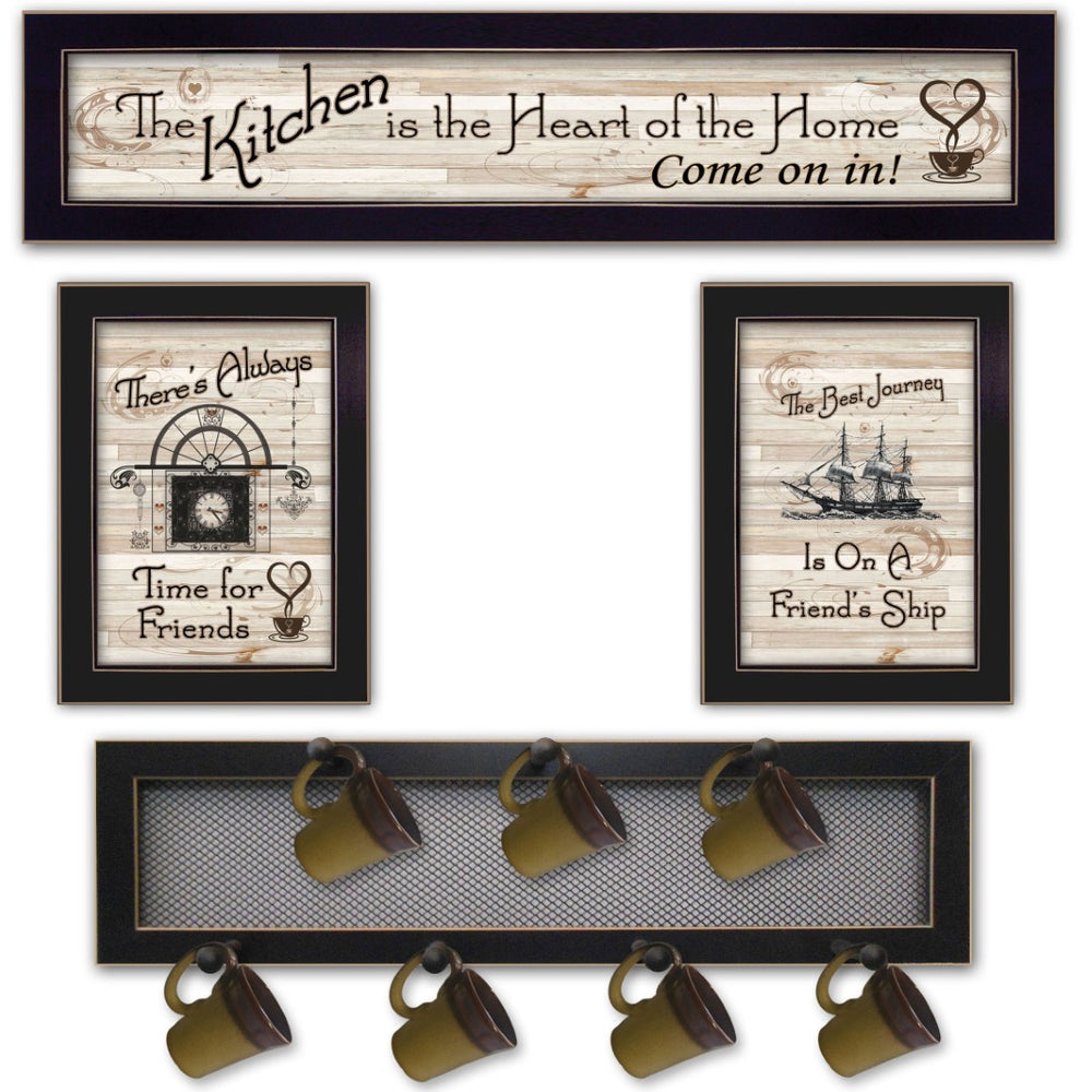 HomeRoots Set of 4 Framed U.S. States and Territories Art Prints - Modern Wall Decor for Stylish Spaces 405961