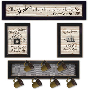 HomeRoots Set of 4 Framed U.S. States and Territories Art Prints - Modern Wall Decor for Stylish Spaces 405961