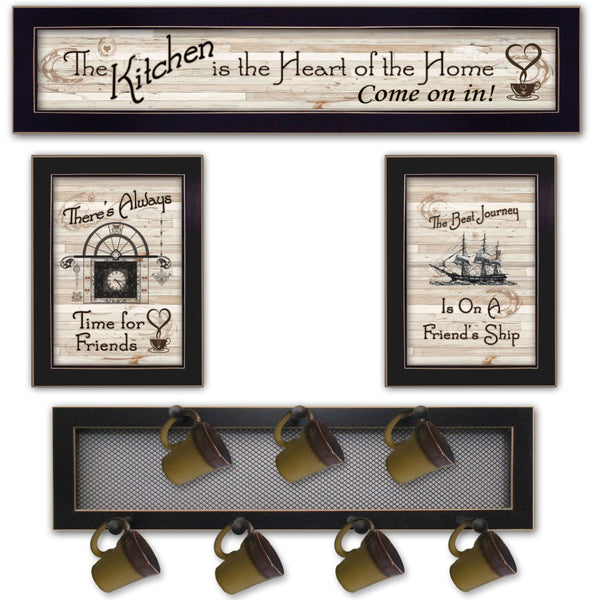 HomeRoots Set of 4 Framed U.S. States and Territories Art Prints - Modern Wall Decor for Stylish Spaces 405961