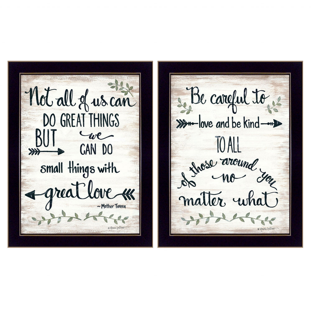Homeroots Set Of Two Great Love 1 Black Framed Print Wall Art  Wood Paper And Texture 405967
