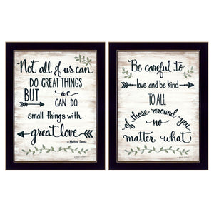 Homeroots Set Of Two Great Love 1 Black Framed Print Wall Art  Wood Paper And Texture 405967