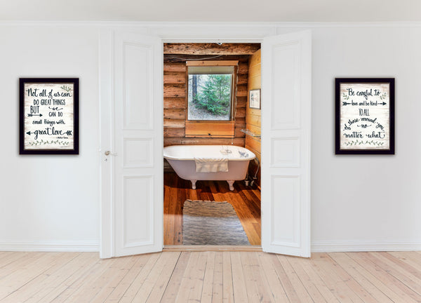 Homeroots Set Of Two Great Love 1 Black Framed Print Wall Art  Wood Paper And Texture 405967