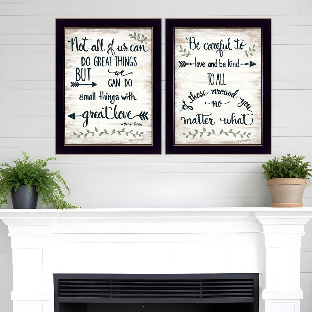 Homeroots Set Of Two Great Love 1 Black Framed Print Wall Art  Wood Paper And Texture 405967