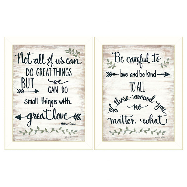 Homeroots Set Of Two Great Love 2 White Framed Print Wall Art  Wood Paper And Texture 405968