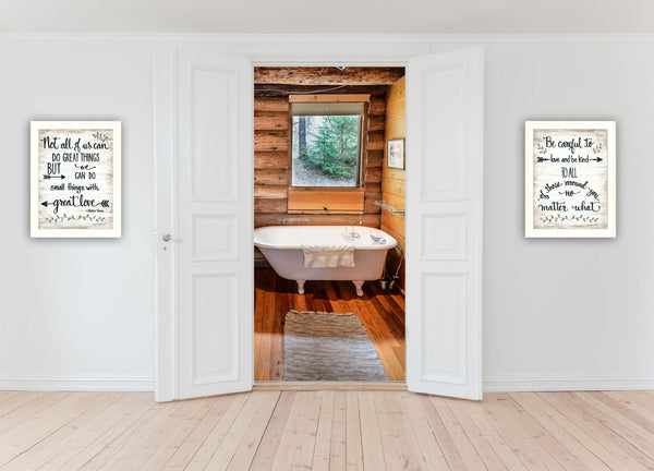 Homeroots Set Of Two Great Love 2 White Framed Print Wall Art  Wood Paper And Texture 405968