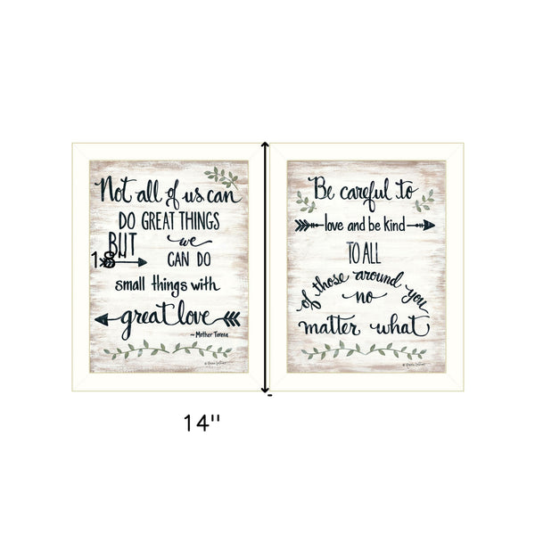 Homeroots Set Of Two Great Love 2 White Framed Print Wall Art  Wood Paper And Texture 405968