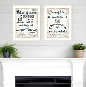 Homeroots Set Of Two Great Love 2 White Framed Print Wall Art  Wood Paper And Texture 405968