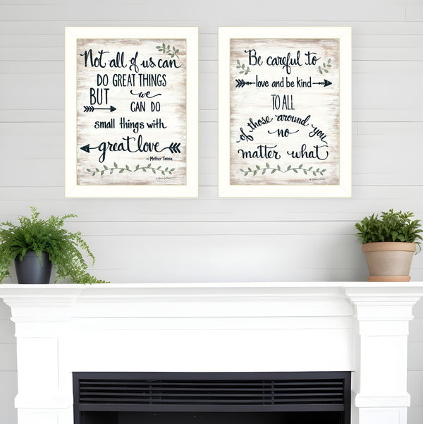 Homeroots Set Of Two Great Love 2 White Framed Print Wall Art  Wood Paper And Texture 405968