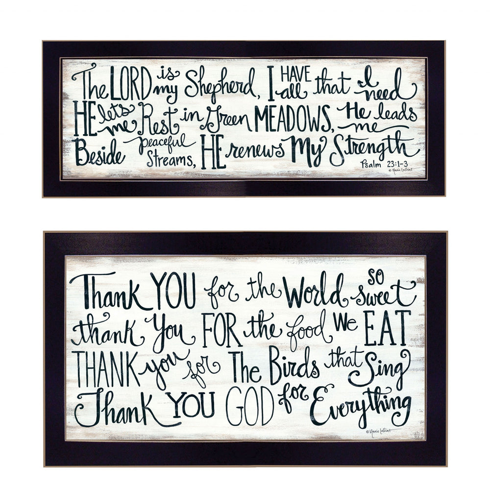 Homeroots Set Of Two Thank You Lord 2 Black Framed Print Wall Art  Wood Paper And Texture 405969