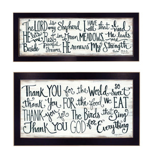 Homeroots Set Of Two Thank You Lord 2 Black Framed Print Wall Art  Wood Paper And Texture 405969