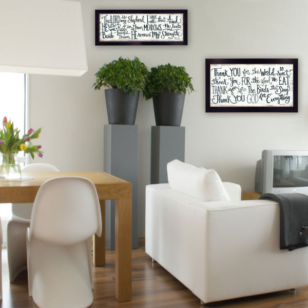 Homeroots Set Of Two Thank You Lord 2 Black Framed Print Wall Art  Wood Paper And Texture 405969