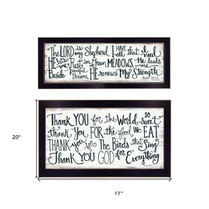Homeroots Set Of Two Thank You Lord 2 Black Framed Print Wall Art  Wood Paper And Texture 405969