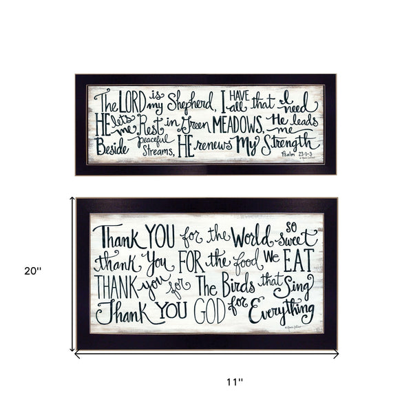 Homeroots Set Of Two Thank You Lord 2 Black Framed Print Wall Art  Wood Paper And Texture 405969
