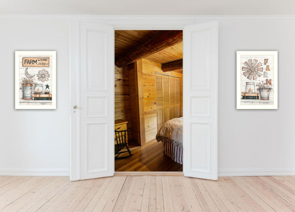 HomeRoots Set of Two Farmhouse-Inspired Framed Prints - Rustic Wall Art for Modern Home Décor, Ready to Hang 405974