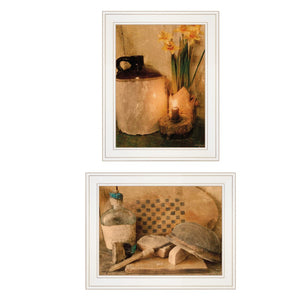 HomeRoots Set of Two Daffodil and Cider Framed Prints - Elegant Bathroom Wall Art for a Fresh Look 405986