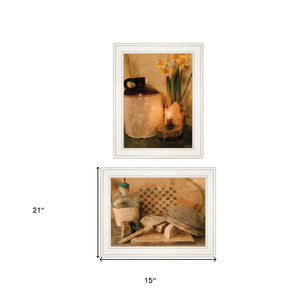 HomeRoots Set of Two Daffodil and Cider Framed Prints - Elegant Bathroom Wall Art for a Fresh Look 405986